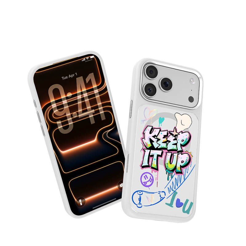 Apple iPhone 18 Pro Kılıf M-safe Şarj Özellikli 3D Baskılı Tasarım Mutural Graffiti Serisi Kapak - 32