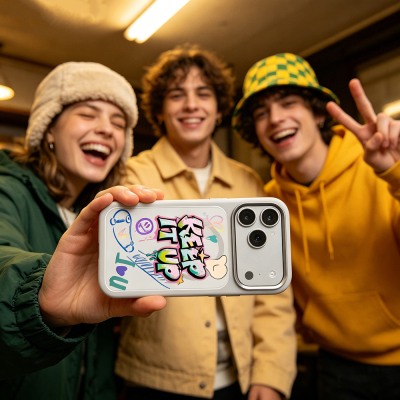 Apple iPhone 18 Pro Kılıf M-safe Şarj Özellikli 3D Baskılı Tasarım Mutural Graffiti Serisi Kapak - 33