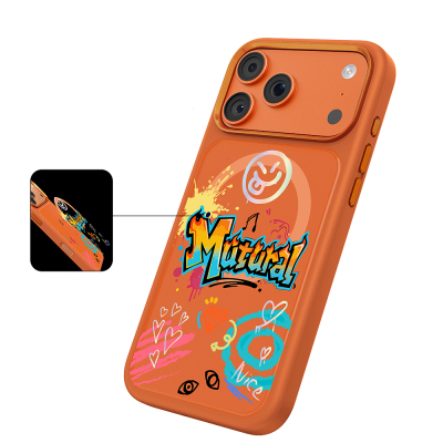 Apple iPhone 18 Pro Kılıf M-safe Şarj Özellikli 3D Baskılı Tasarım Mutural Graffiti Serisi Kapak - 39