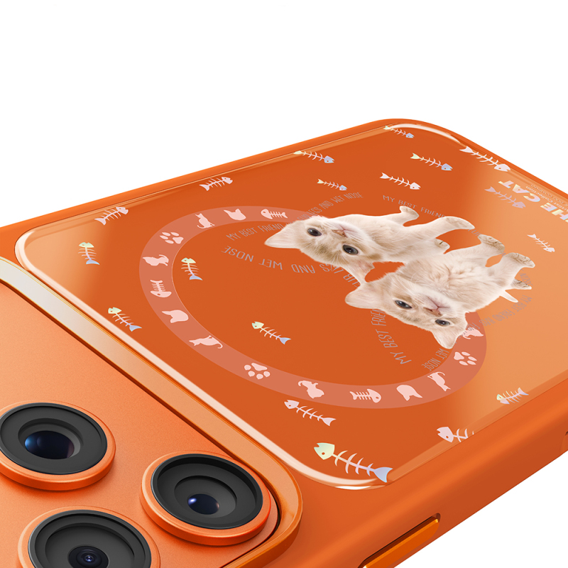 Apple iPhone 18 Pro Kılıf M-safe Şarj Özellikli 3D Baskılı Tasarım Mutural The Cat Serisi Kapak - 5