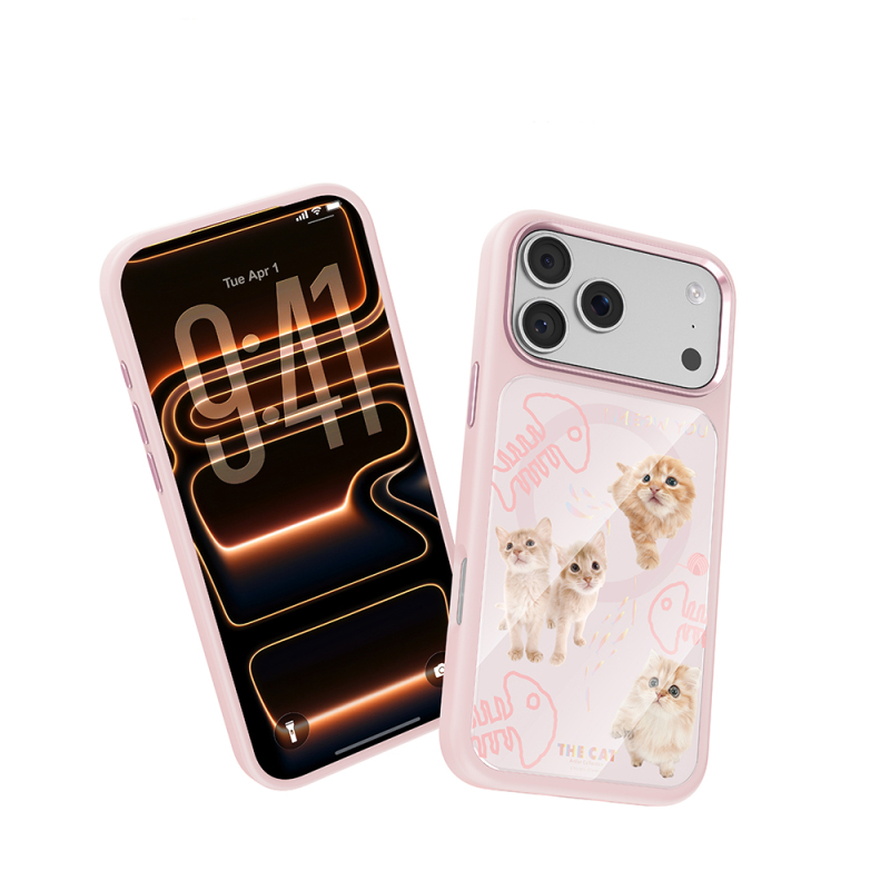 Apple iPhone 18 Pro Kılıf M-safe Şarj Özellikli 3D Baskılı Tasarım Mutural The Cat Serisi Kapak - 23