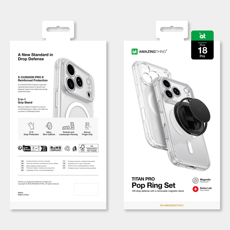 Apple iPhone 18 Pro Kılıf M-safe Şarj Özellikli Amazingthing Titan Pro Serisi Pop Ring Standlı Set - 13