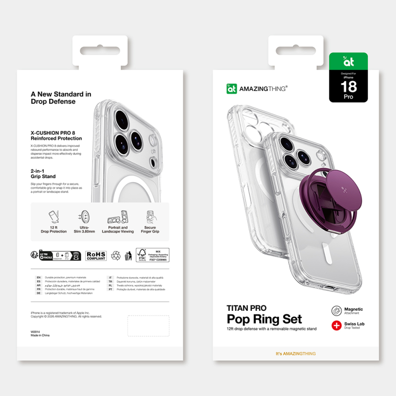 Apple iPhone 18 Pro Kılıf M-safe Şarj Özellikli Amazingthing Titan Pro Serisi Pop Ring Standlı Set - 14