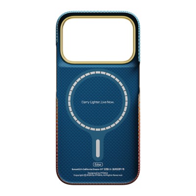 Apple iPhone 18 Pro Kılıf M-safe Şarj Özellikli Aramid Fiber Pitaka Sunset 2.0 California Dream Serisi Kapak - 17
