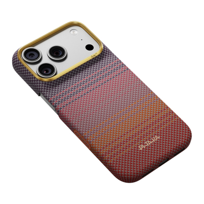 Apple iPhone 18 Pro Kılıf M-safe Şarj Özellikli Aramid Fiber Pitaka Sunset 2.0 California Dream Serisi Kapak - 6