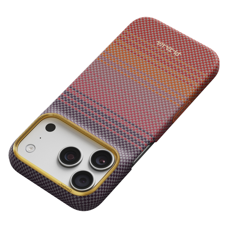 Apple iPhone 18 Pro Kılıf M-safe Şarj Özellikli Aramid Fiber Pitaka Sunset 2.0 California Dream Serisi Kapak - 8