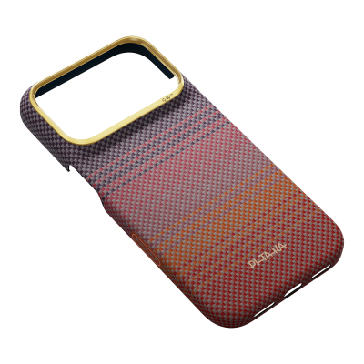 Apple iPhone 18 Pro Kılıf M-safe Şarj Özellikli Aramid Fiber Pitaka Sunset 2.0 California Dream Serisi Kapak - 12