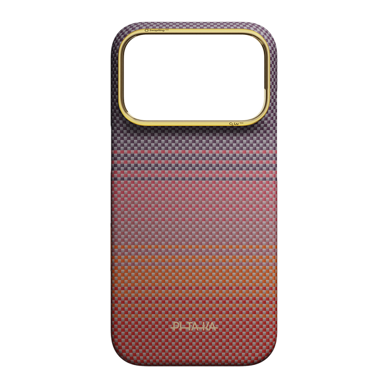 Apple iPhone 18 Pro Kılıf M-safe Şarj Özellikli Aramid Fiber Pitaka Sunset 2.0 California Dream Serisi Kapak - 16