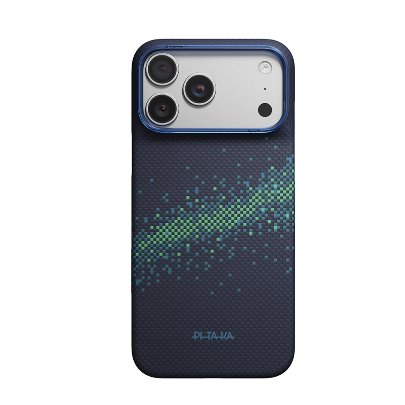 Apple iPhone 18 Pro Kılıf M-safe Şarj Özellikli Aramid Karbon Fiber Pitaka Tactile Woven Starpeak Serisi Milky Way Galaxy Kapak - 1