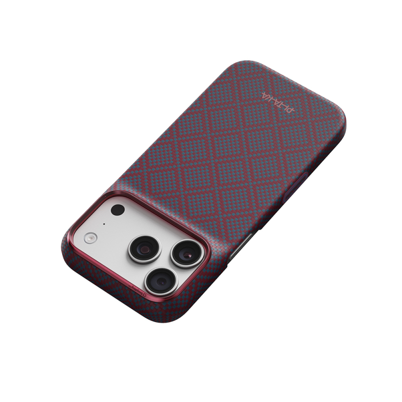 Apple iPhone 18 Pro Kılıf M-safe Şarj Özellikli Aramid Karbon Fiber Pitaka Argyle Serisi Kapak - 11