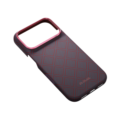 Apple iPhone 18 Pro Kılıf M-safe Şarj Özellikli Aramid Karbon Fiber Pitaka Argyle Serisi Kapak - 14