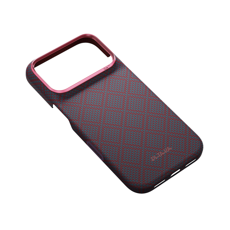 Apple iPhone 18 Pro Kılıf M-safe Şarj Özellikli Aramid Karbon Fiber Pitaka Argyle Serisi Kapak - 14