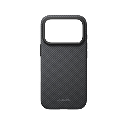 Apple iPhone 18 Pro Kılıf M-safe Şarj Özellikli Aramid Karbon Fiber Pitaka Military-Grade Classic Serisi New Logo Black-Grey Twill Kapak - 16