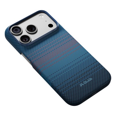 Apple iPhone 18 Pro Kılıf M-safe Şarj Özellikli Aramid Karbon Fiber Pitaka Moonrise 2.0 Nights Serisi Kapak - 5