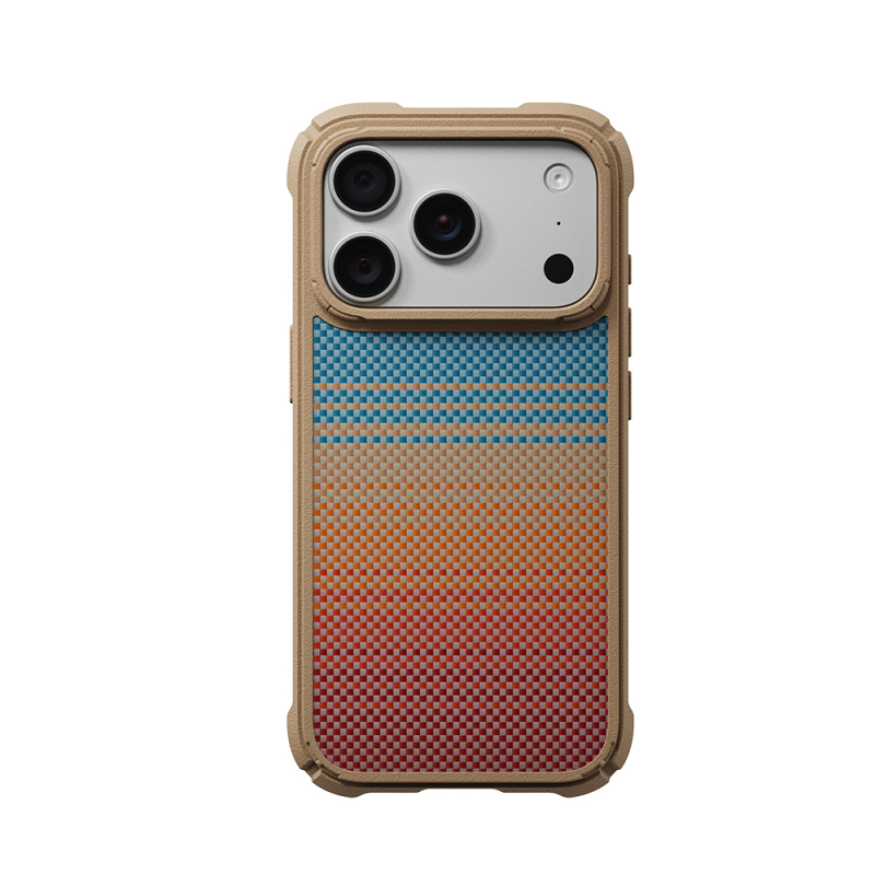 Apple iPhone 18 Pro Kılıf M-safe Şarj Özellikli Aramid Karbon Fiber Pitaka Sunset 2.0 California Dream Serisi Cairn Kapak - 1