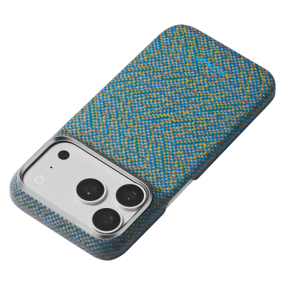 Apple iPhone 18 Pro Kılıf M-safe Şarj Özellikli Aramid Karbon Fiber Pitaka Wind Over Wheat Serisi Kapak - 4