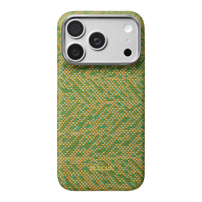 Apple iPhone 18 Pro Kılıf M-safe Şarj Özellikli Aramid Karbon Fiber Pitaka Wind Over Wheat Serisi Kapak - 11