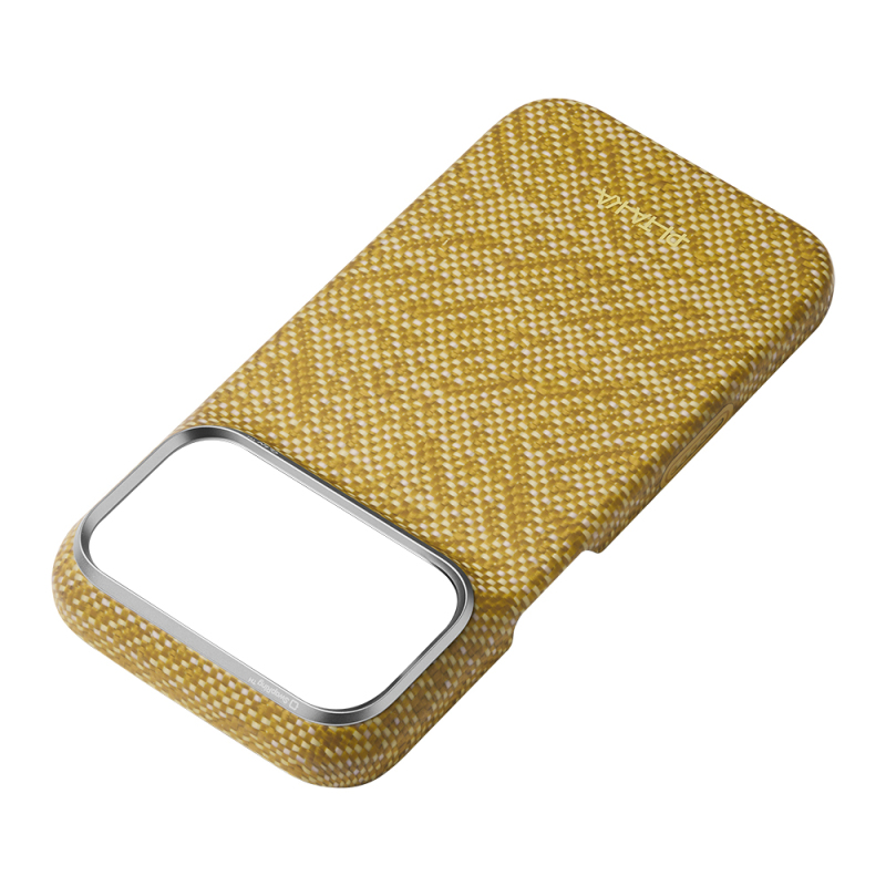 Apple iPhone 18 Pro Kılıf M-safe Şarj Özellikli Aramid Karbon Fiber Pitaka Wind Over Wheat Serisi Kapak - 18