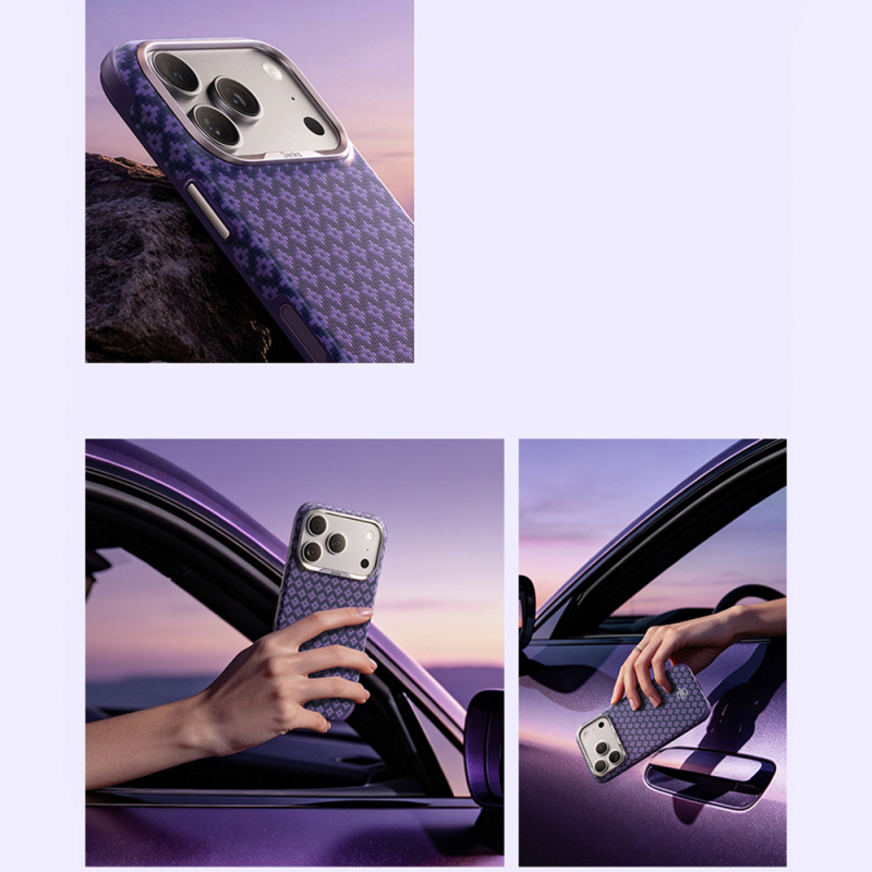 Apple iPhone 18 Pro Kılıf M-Safe Şarj Özellikli Benks ArmorPro ArmorEdge X9 Serisi Kevlar Karbon Kapak - 22