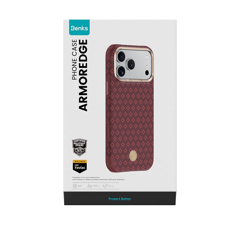 Apple iPhone 18 Pro Kılıf M-Safe Şarj Özellikli Benks ArmorPro ArmorEdge X9 Serisi Kevlar Karbon Kapak - 27