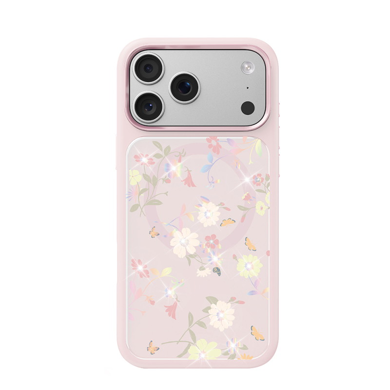 Apple iPhone 18 Pro Kılıf M-safe Şarj Özellikli Çiçek Tasarımlı Mutural Flower Serisi Kapak - 1