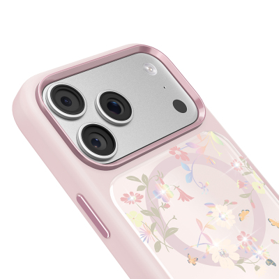Apple iPhone 18 Pro Kılıf M-safe Şarj Özellikli Çiçek Tasarımlı Mutural Flower Serisi Kapak - 19