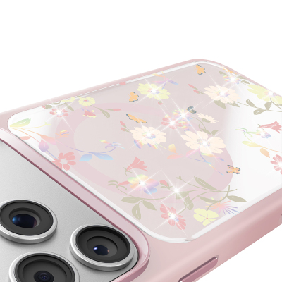 Apple iPhone 18 Pro Kılıf M-safe Şarj Özellikli Çiçek Tasarımlı Mutural Flower Serisi Kapak - 22