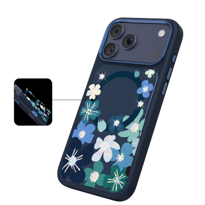 Apple iPhone 18 Pro Kılıf M-safe Şarj Özellikli Çiçek Tasarımlı Mutural Flower Serisi Kapak - 14