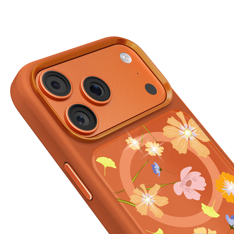 Apple iPhone 18 Pro Kılıf M-safe Şarj Özellikli Çiçek Tasarımlı Mutural Flower Serisi Kapak - 20