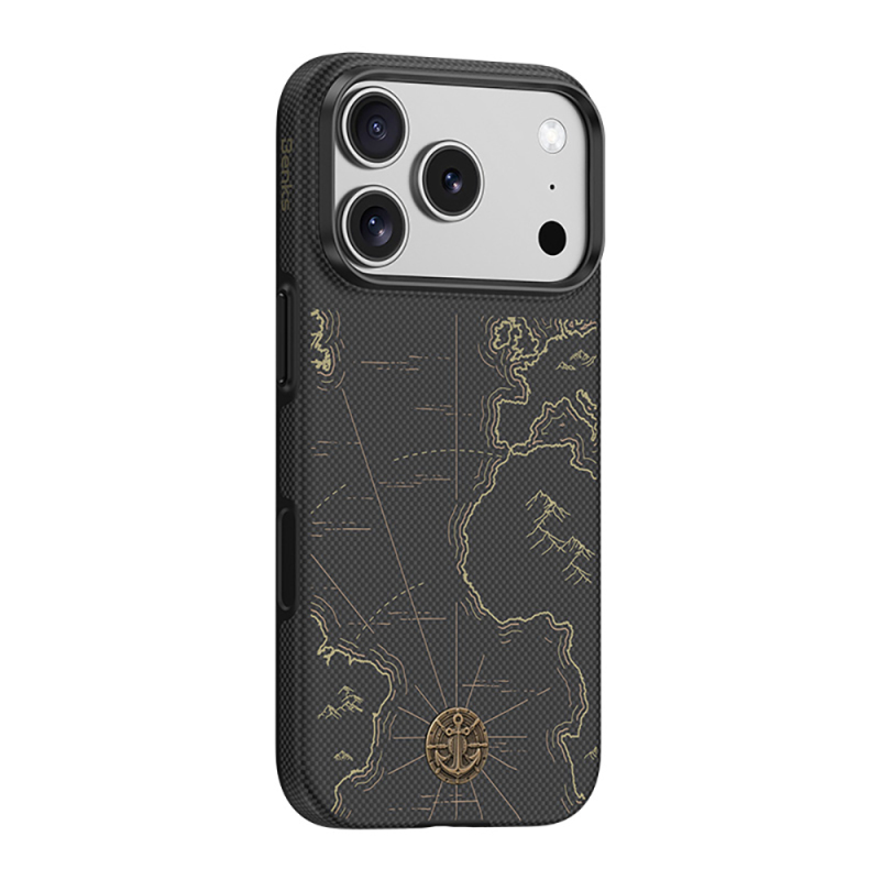 Apple iPhone 18 Pro Kılıf M-safe Şarj Özellikli Karbon Fiber Tasarımlı Benks ArmorEdge Air Navigator Kevlar Kapak - 7
