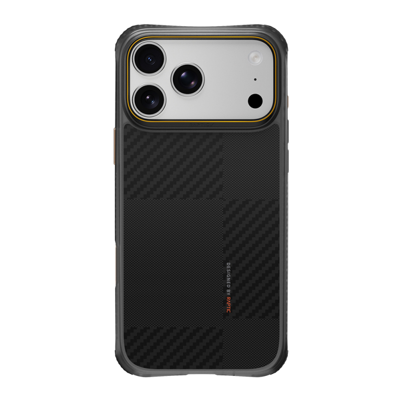 Apple iPhone 18 Pro Kılıf M-safe Şarj Özellikli Metal Kamera Çerçeveli Raptic Aramid Dual Karbon Fiber Mondrian Serisi Kapak - 1