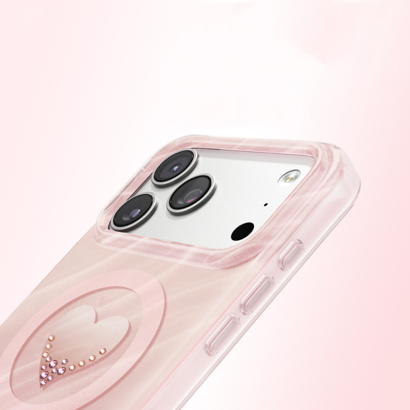 Apple iPhone 18 Pro Kılıf M-Safe Şarj Özellikli Orjinal Swarovski Taşlı Zore Paris Rovix Sert PC Kapak - 15