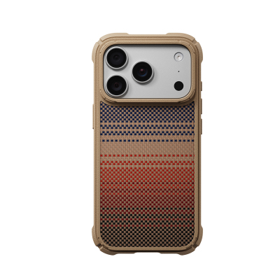 Apple iPhone 18 Pro Kılıf M-safe Şarj Özellikli Pitaka Tactile Woven Sunset-Moonrise Aramid Serisi Cairn Kapak - 2