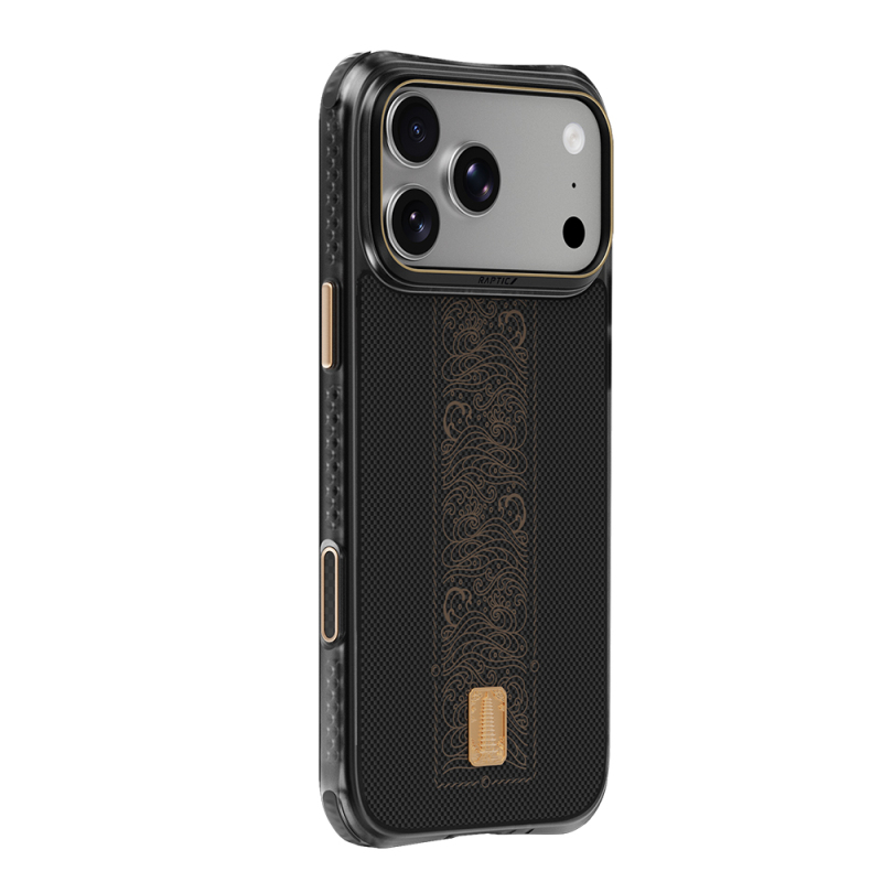 Apple iPhone 18 Pro Kılıf M-safe Şarj Özellikli Raptic Aramid Dual Rise Serisi 24 Ayar Altın Kaplamalı Karbon Kapak - 2