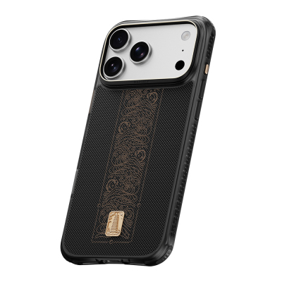 Apple iPhone 18 Pro Kılıf M-safe Şarj Özellikli Raptic Aramid Dual Rise Serisi 24 Ayar Altın Kaplamalı Karbon Kapak - 3
