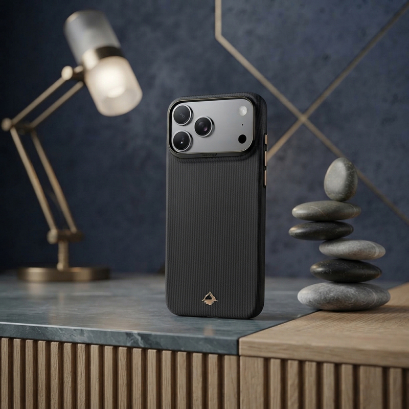 Apple iPhone 18 Pro Kılıf M-safe Şarj Özellikli Raptic Aramid Skin Reynis Serisi Karbon Kapak - 6