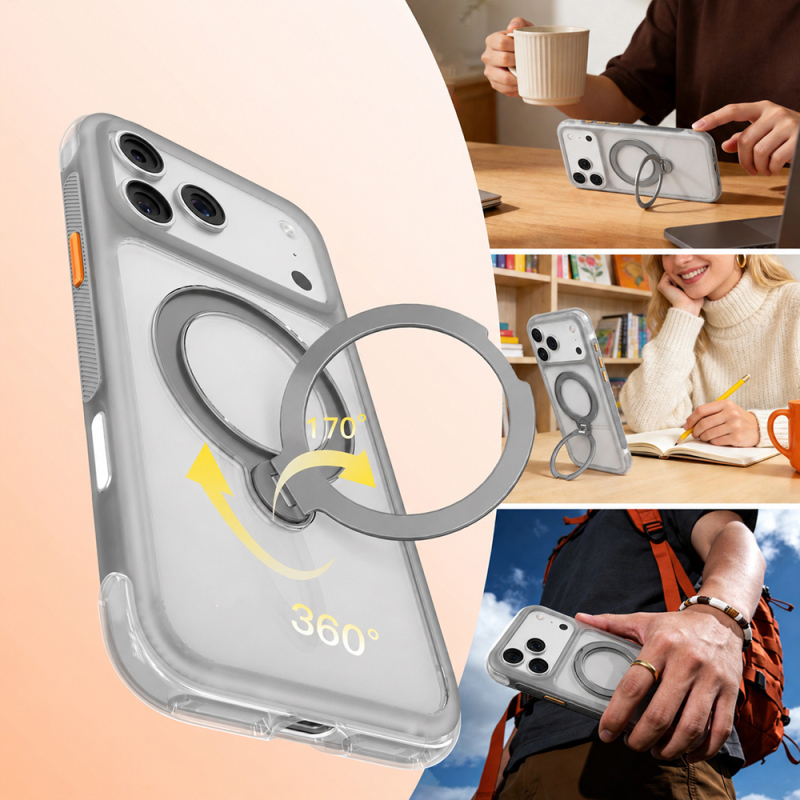 Apple iPhone 18 Pro Kılıf M-safe Şarj Özellikli Standlı Airbag Tasarımlı Mutural Air Shield Serisi Kapak - 32
