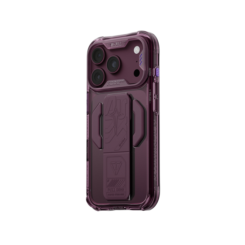 Apple iPhone 18 Pro Kılıf M-safe Şarj Özellikli Teknoloji Desenli Skinarma Helio CE Mag Charge Standlı Kapak - 6