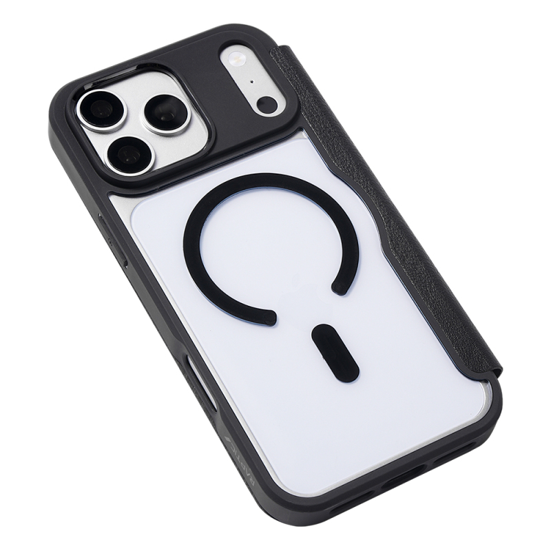 Apple iPhone 18 Pro Kılıf M-safe Şarj Özellikli Vegan Deri Tasarımlı Şeffaf Arka Yüzey Kartlıklı Raptic Urban Folio Serisi Kapak - 2