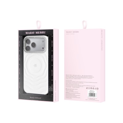 Apple iPhone 18 Pro Kılıf M-safe Şarj Özellikli Wiwu Magic Merry Blossom Drift Serisi Kapak - 20