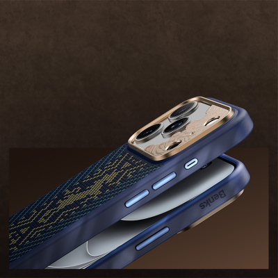 Apple iPhone 18 Pro Kılıf M-safe Şarj Özellikli Yükseltilmiş Kamera Çerçeveli Karbon Fiber Tasarımlı Benks Knight ArmorPro Kevlar Kapak - 11