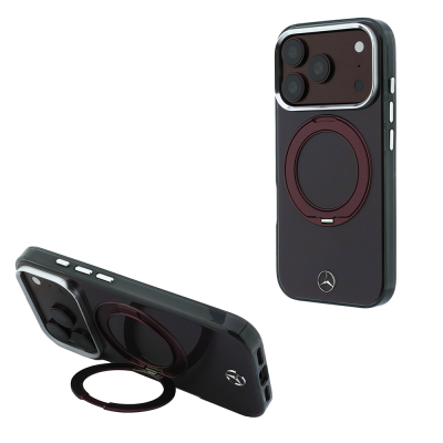 Apple iPhone 18 Pro Kılıf Mercedes Benz Orjinal Lisanslı M-safe Şarj Özellikli 360 Derece Dönebilen Standlı Metal Logolu Sert PC Kapak - 2