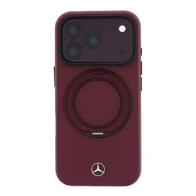 Apple iPhone 18 Pro Kılıf Mercedes Benz Orjinal Lisanslı M-safe Şarj Özellikli 360 Derece Dönebilen Standlı PU Metal Logolu Kapak - 3