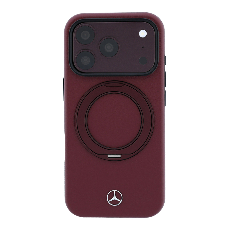 Apple iPhone 18 Pro Kılıf Mercedes Benz Orjinal Lisanslı M-safe Şarj Özellikli 360 Derece Dönebilen Standlı PU Metal Logolu Kapak - 3