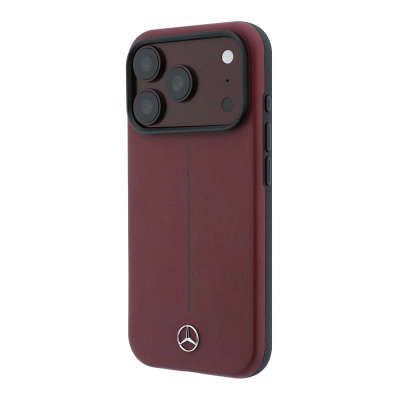 Apple iPhone 18 Pro Kılıf Mercedes Benz Orjinal Lisanslı M-safe Şarj Özellikli Metal Yıldız Logolu Çizgili Deri Kapak - 2
