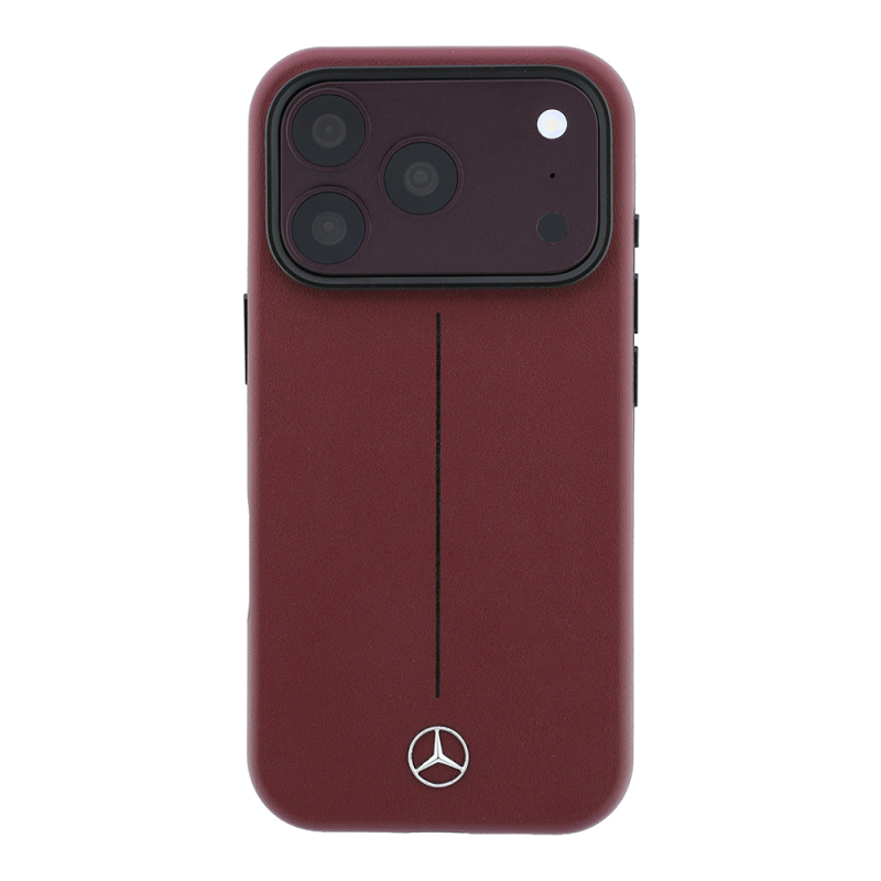 Apple iPhone 18 Pro Kılıf Mercedes Benz Orjinal Lisanslı M-safe Şarj Özellikli Metal Yıldız Logolu Çizgili Deri Kapak - 3