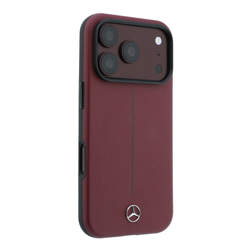 Apple iPhone 18 Pro Kılıf Mercedes Benz Orjinal Lisanslı M-safe Şarj Özellikli Metal Yıldız Logolu Çizgili Deri Kapak - 4