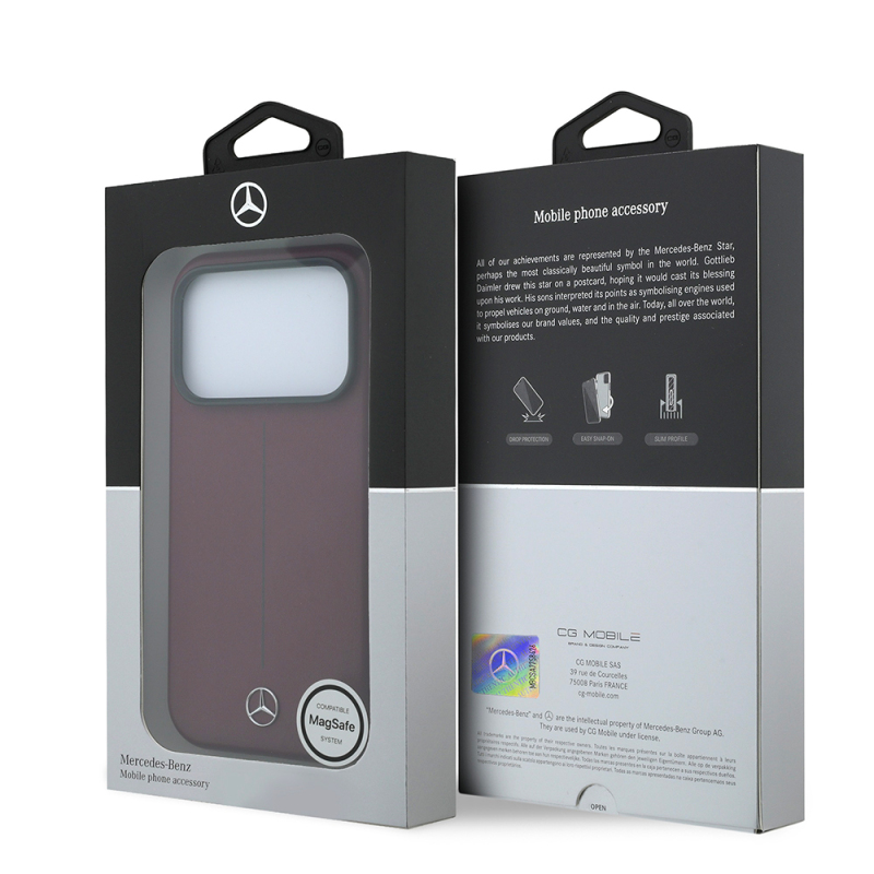 Apple iPhone 18 Pro Kılıf Mercedes Benz Orjinal Lisanslı M-safe Şarj Özellikli Metal Yıldız Logolu Çizgili Deri Kapak - 8