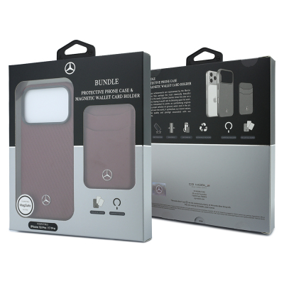 Apple iPhone 18 Pro Kılıf Mercedes Benz Orjinal Lisanslı M-safe Şarj Özellikli PU Deri 3D Metal Logolu Kartlıklı Kapak - 28