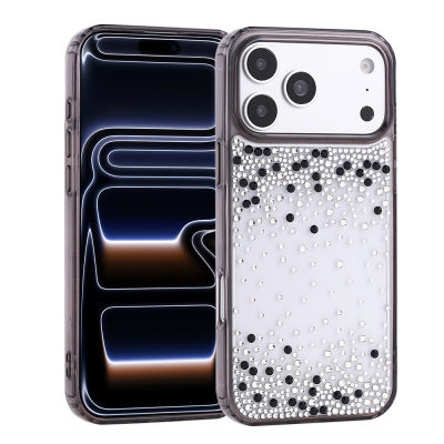 Apple iPhone 18 Pro Max Case Airbag Design Drop Stone Embellished Transparent Zore Pera Silicone Cover - 4